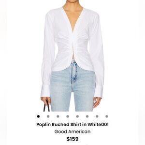 Good American White Ruched Poplin Blouse